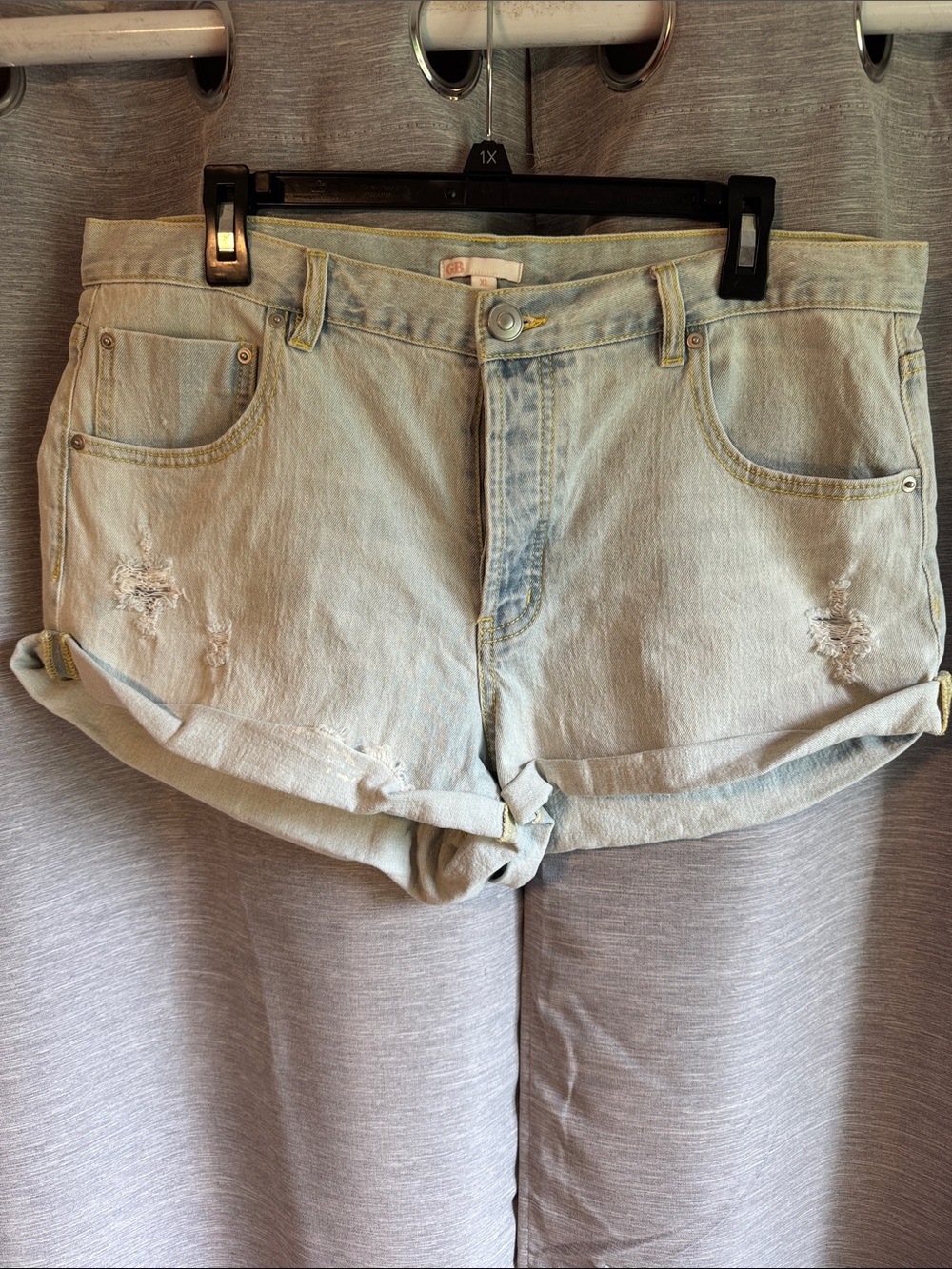 GB Women Light Blue Rolled Hem Distressed Denim Shorts